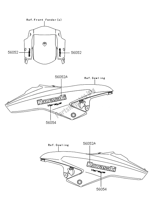 All parts for the Decals (red) (black) of the Kawasaki Versys ABS 650 2011