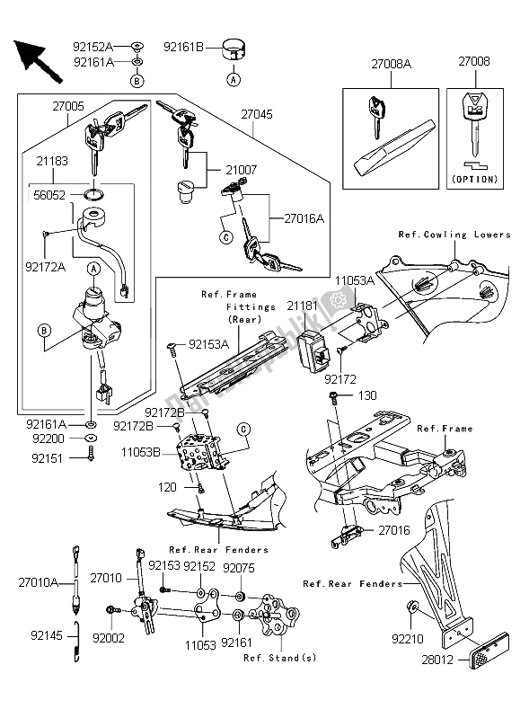 All parts for the Ignition Switch of the Kawasaki Ninja ZX 6R 600 2006