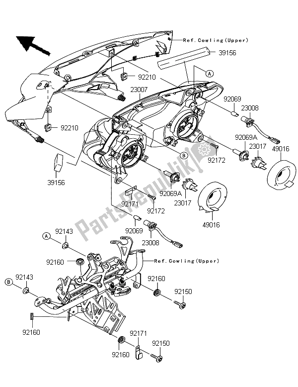 Alle onderdelen voor de Koplamp van de Kawasaki Z 1000 SX ABS 2012