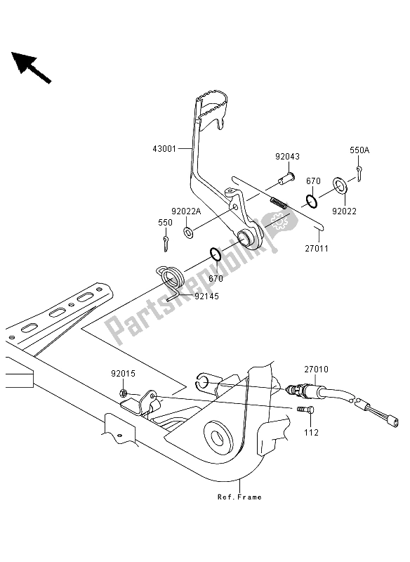 All parts for the Brake Pedal of the Kawasaki KVF 360 4X4 2012