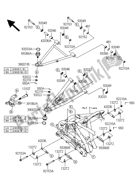 Toutes les pièces pour le Suspension Avant du Kawasaki KFX 450R 2008