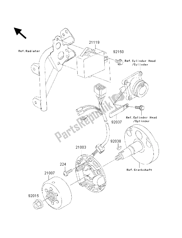 Todas las partes para Generador de Kawasaki KX 85 SW 2001