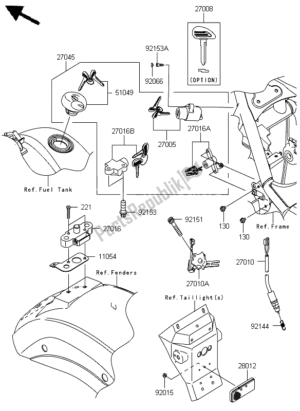 All parts for the Ignition Switch of the Kawasaki VN 900 Custom 2012