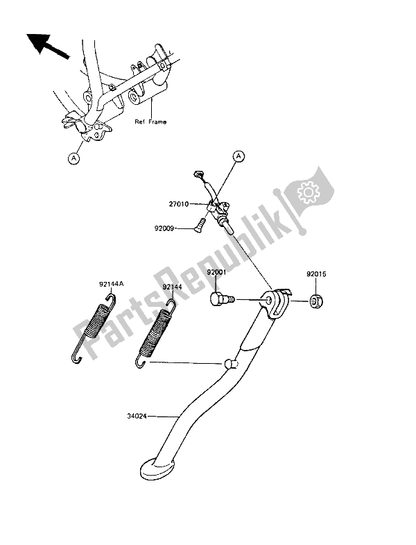 All parts for the Stand(s) of the Kawasaki KMX 125 1987