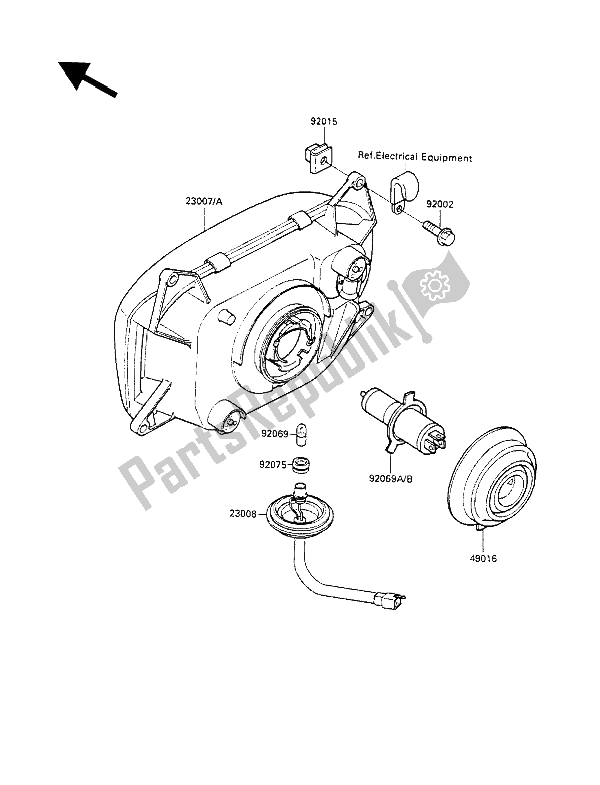 Tutte le parti per il Fari (s) del Kawasaki GPX 600R 1988