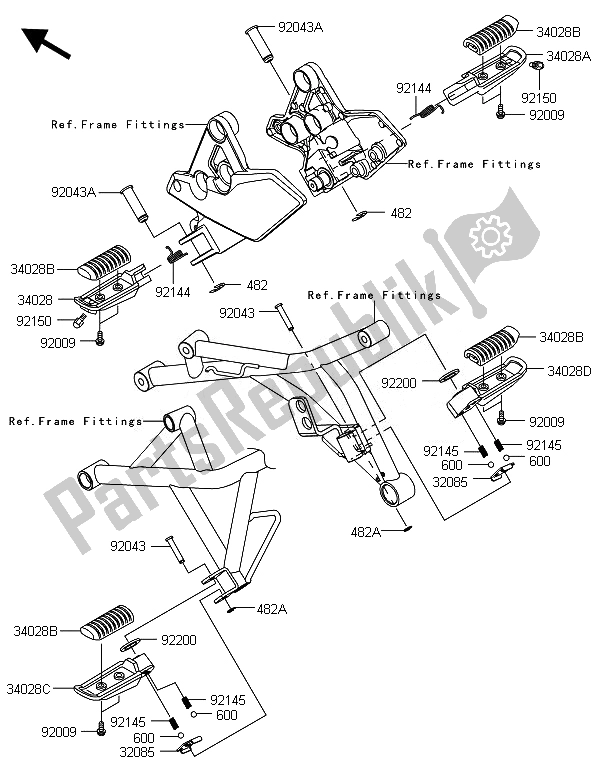 Tutte le parti per il Poggiapiedi del Kawasaki Versys 1000 2014