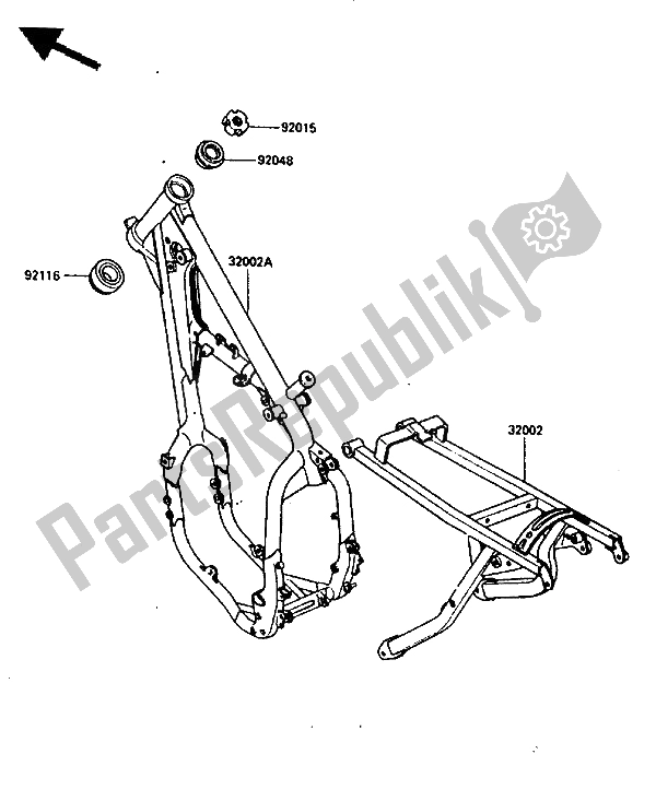 Todas as partes de Quadro, Armação do Kawasaki KX 250 1987