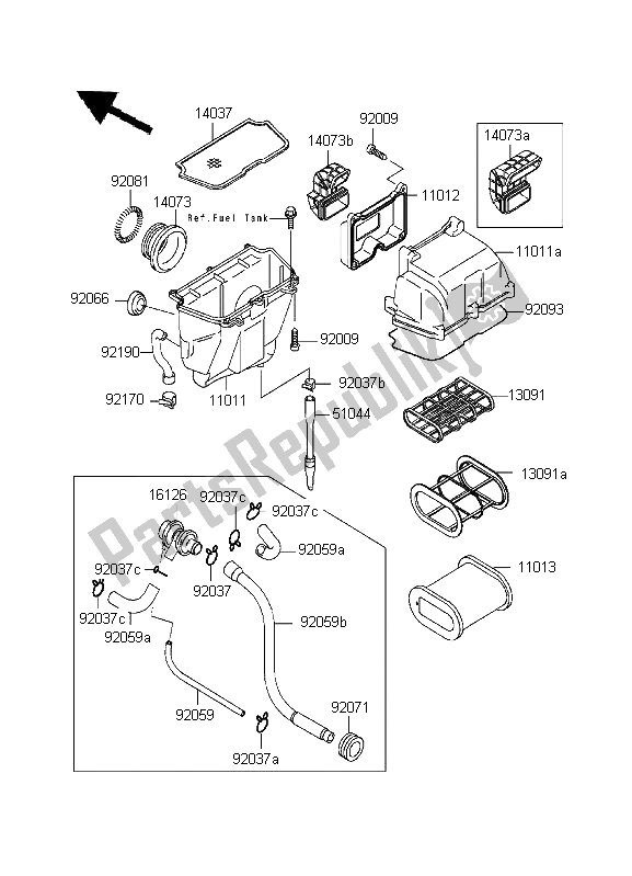 Toutes les pièces pour le Purificateur D'air du Kawasaki KLE 500 1996