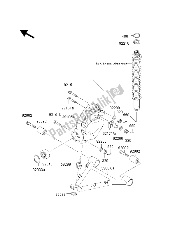 All parts for the Suspension of the Kawasaki KVF 300 2002