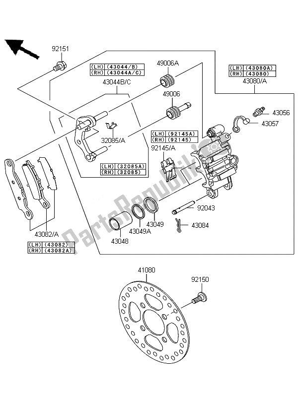 Alle onderdelen voor de Voor Rem van de Kawasaki KFX 700 KSV 700A7F 2007