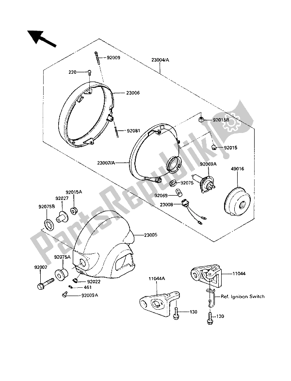 Todas as partes de Farol (s) do Kawasaki LTD 450 1989