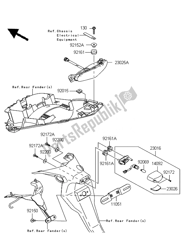 Alle onderdelen voor de Achterlicht van de Kawasaki ER 6N 650 2011
