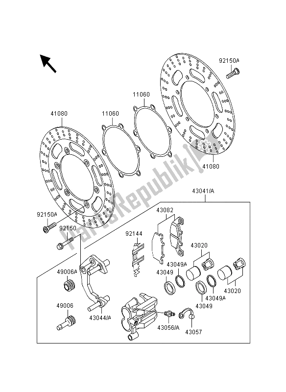 All parts for the Front Brake of the Kawasaki GPZ 500S 1995