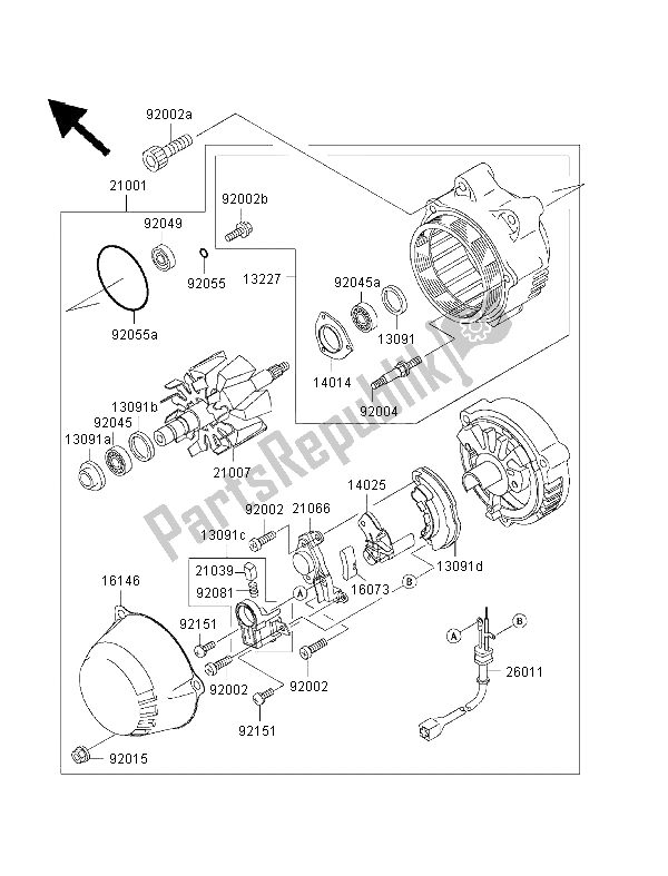 Todas as partes de Gerador do Kawasaki ZRX 1100 1999