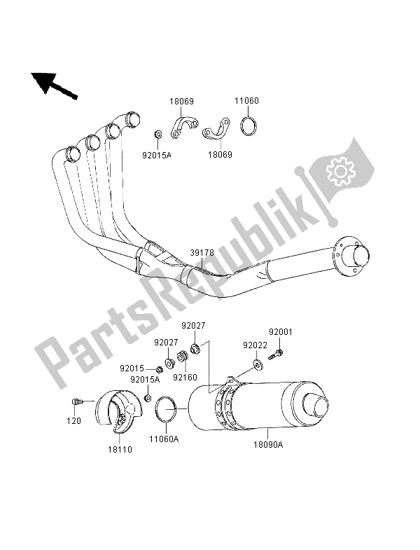 Tutte le parti per il Silenziatore del Kawasaki ZXR 750 1995