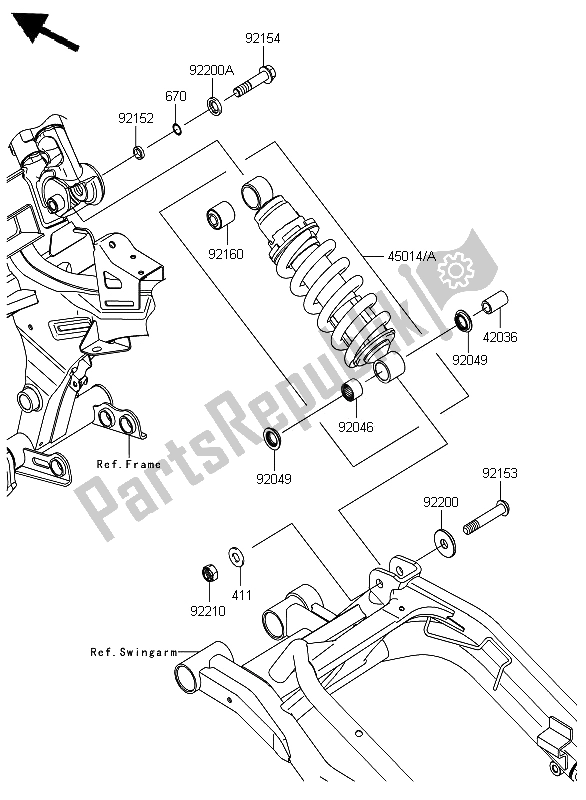 All parts for the Suspension & Shock Absorber of the Kawasaki ER 6F ABS 650 2012