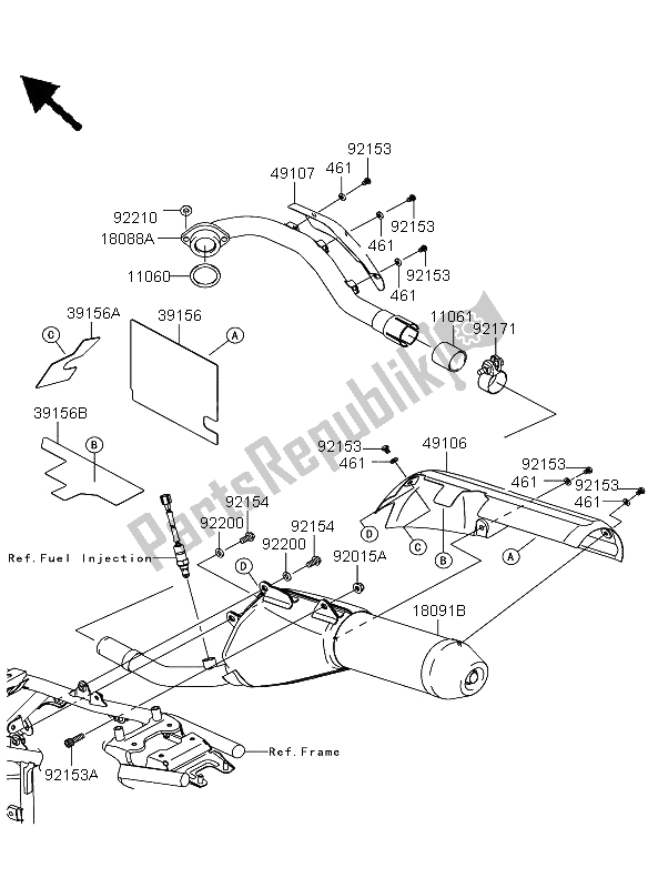 Alle onderdelen voor de Geluiddemper van de Kawasaki KLX 250 2012