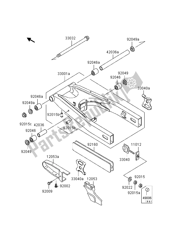 Toutes les pièces pour le Bras Oscillant du Kawasaki KLE 500 1997