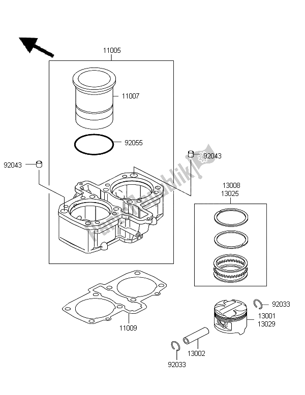 All parts for the Cylinder & Piston of the Kawasaki KLE 500 2006