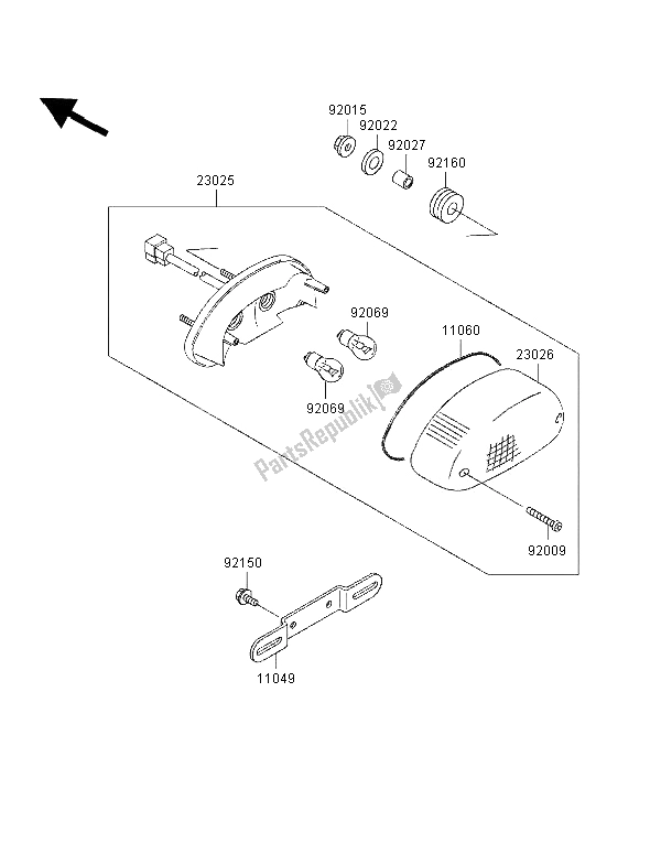 Toutes les pièces pour le Feu Arrière du Kawasaki Zephyr 1100 1996