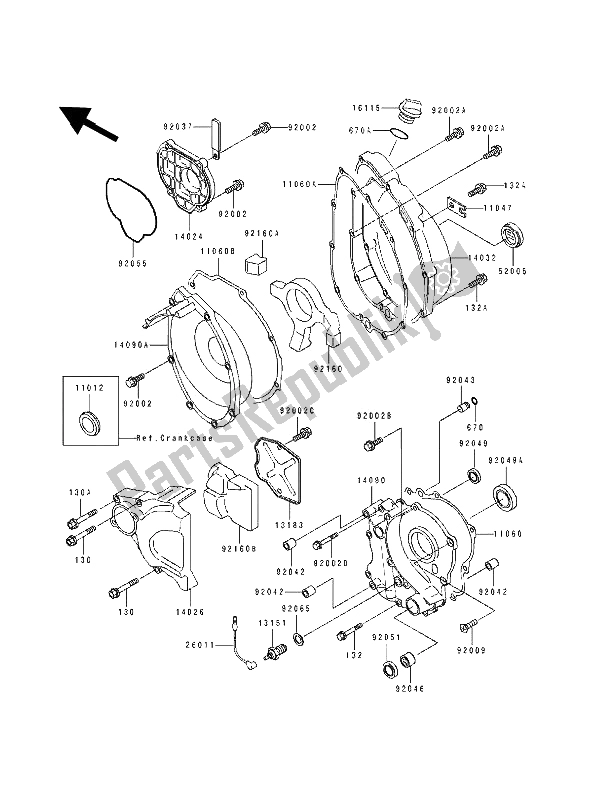 Wszystkie części do Pokrywa Silnika Kawasaki ZXR 750 1992