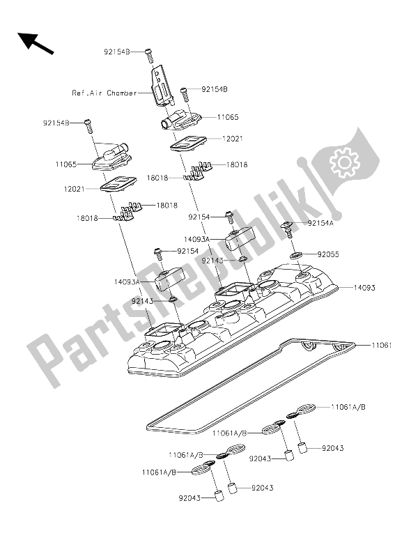 All parts for the Cylinder Head Cover of the Kawasaki Ninja H2 1000 2015