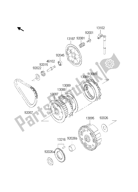 Todas as partes de Embreagem do Kawasaki KLE 500 2002