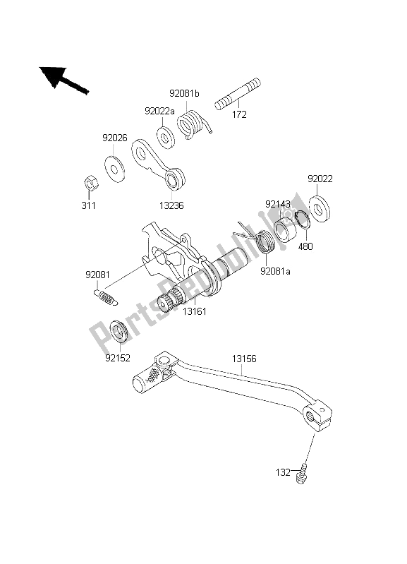 Tutte le parti per il Meccanismo Di Cambio Marcia del Kawasaki KLX 300R 2001