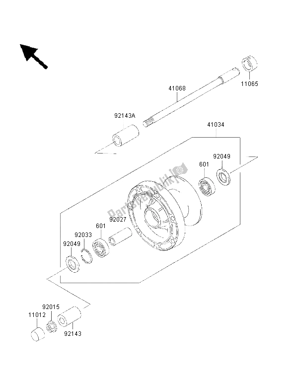 All parts for the Front Hub of the Kawasaki VN 1500 Drifter 2001