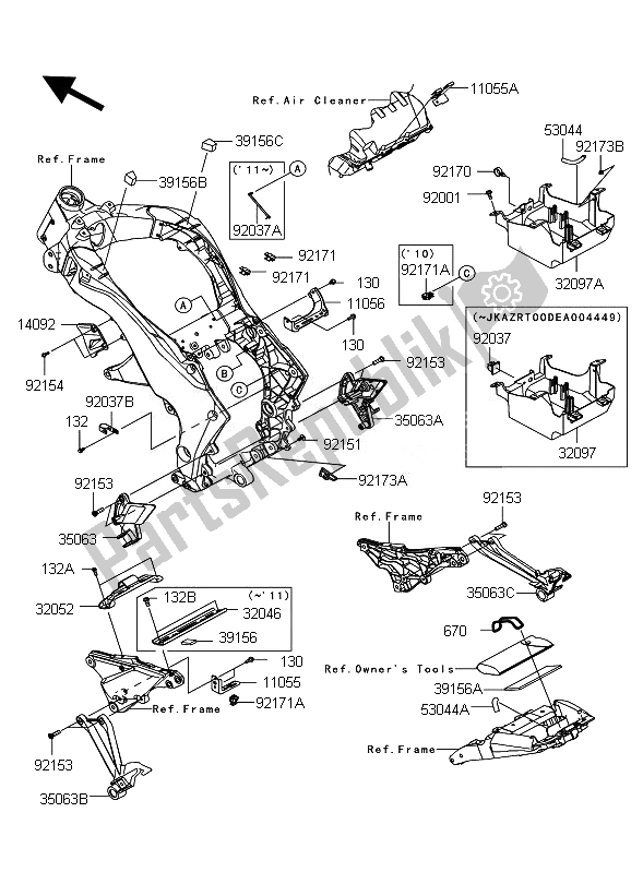 Todas las partes para Accesorios De Marco de Kawasaki Z 1000 ABS 2010