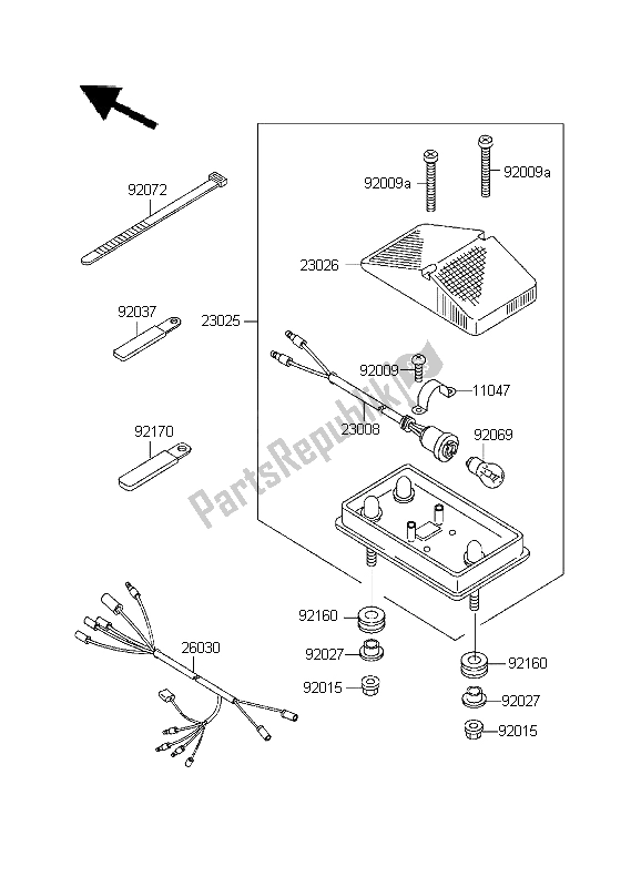 All parts for the Taillight of the Kawasaki KDX 200 1999