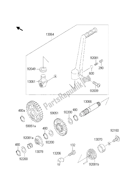 Tutte le parti per il Meccanismo Di Kickstarter del Kawasaki KX 125 2002