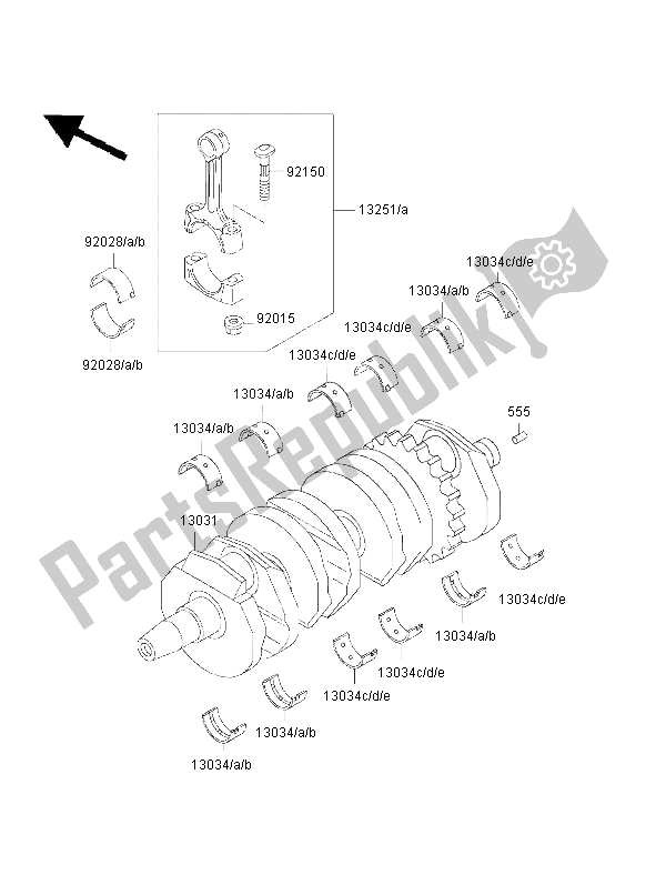 Tutte le parti per il Albero A Gomiti del Kawasaki ZZ R 600 2002