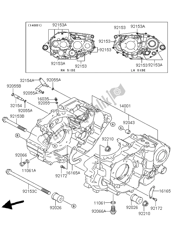 All parts for the Crankcase of the Kawasaki KFX 400 2004