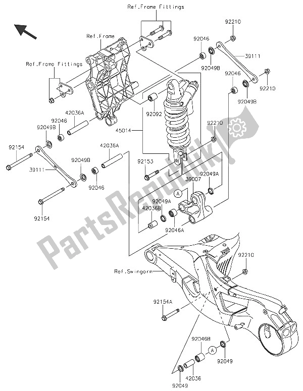 Todas as partes de Suspensão E Amortecedor do Kawasaki Ninja H2R 1000 2016