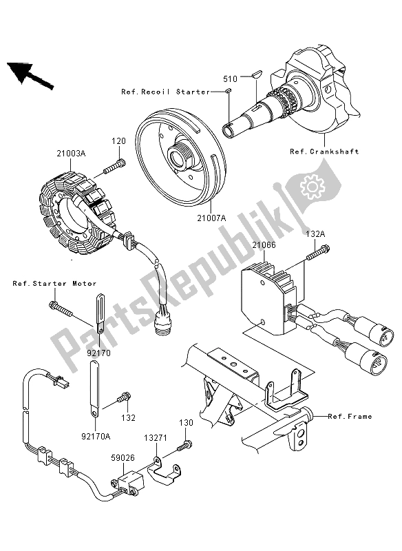 All parts for the Generator of the Kawasaki KVF 650 4X4 2009