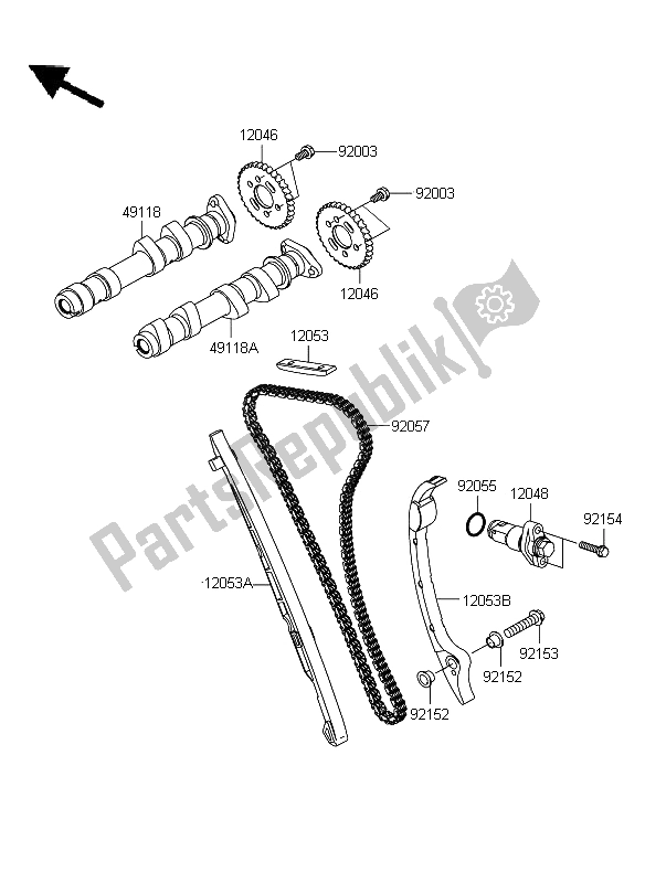 Alle onderdelen voor de Nokkenas En Spanner van de Kawasaki ER 6F ABS 650 2009