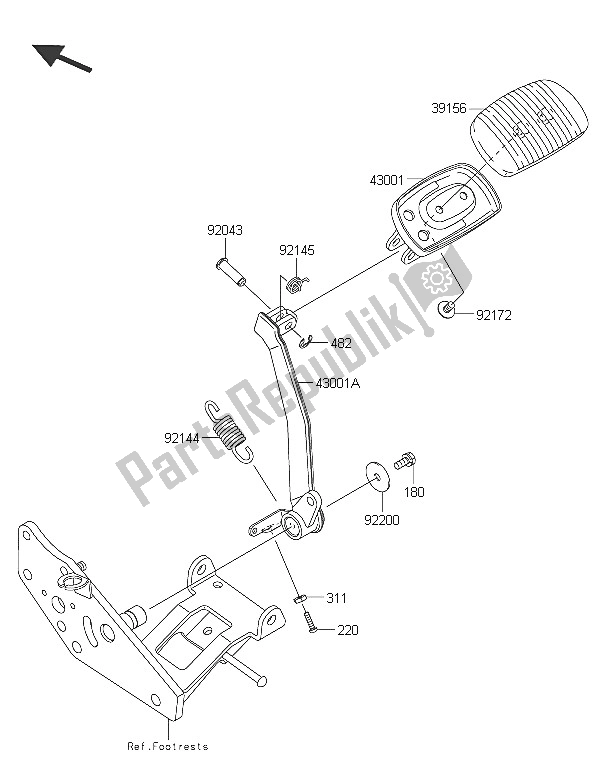 All parts for the Brake Pedal of the Kawasaki Vulcan 1700 Nomad ABS 2016