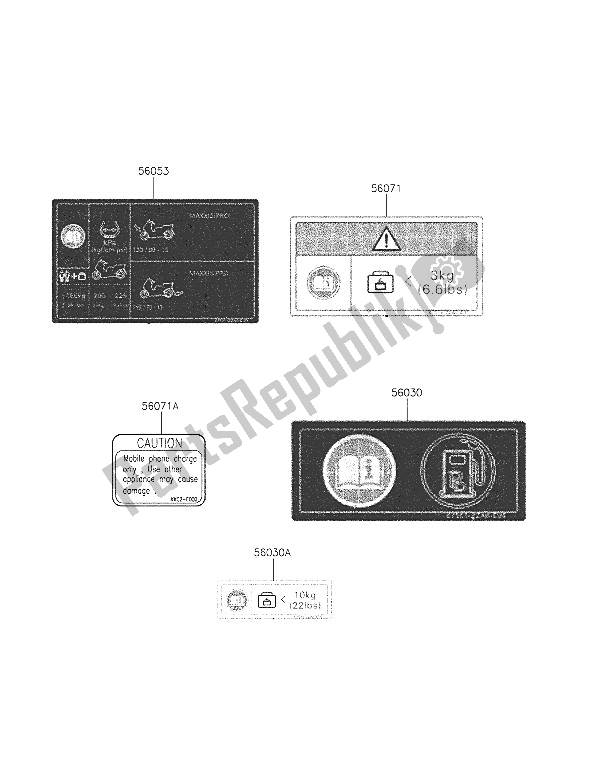 All parts for the Labels of the Kawasaki J 125 2016