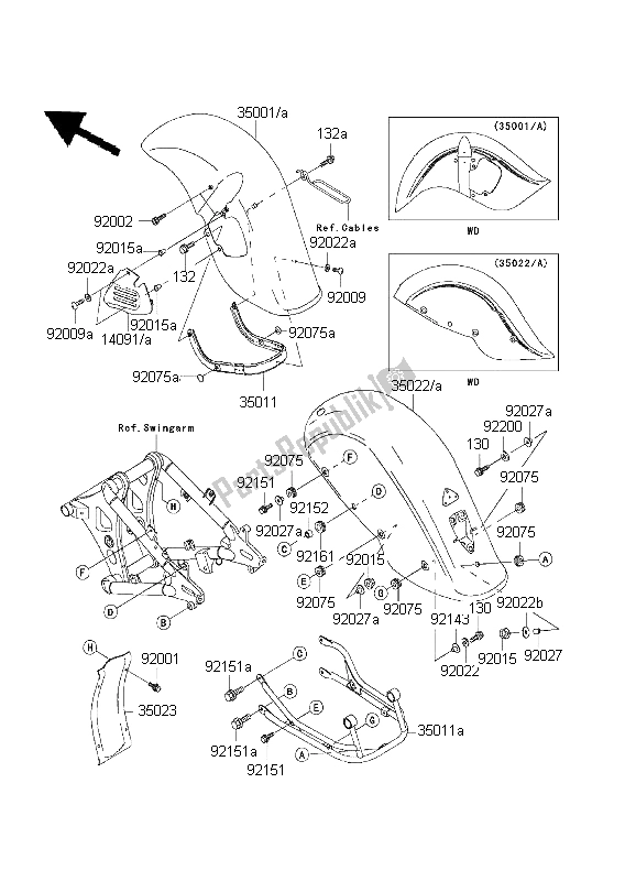 Toutes les pièces pour le Ailes du Kawasaki VN 800 Drifter 1999