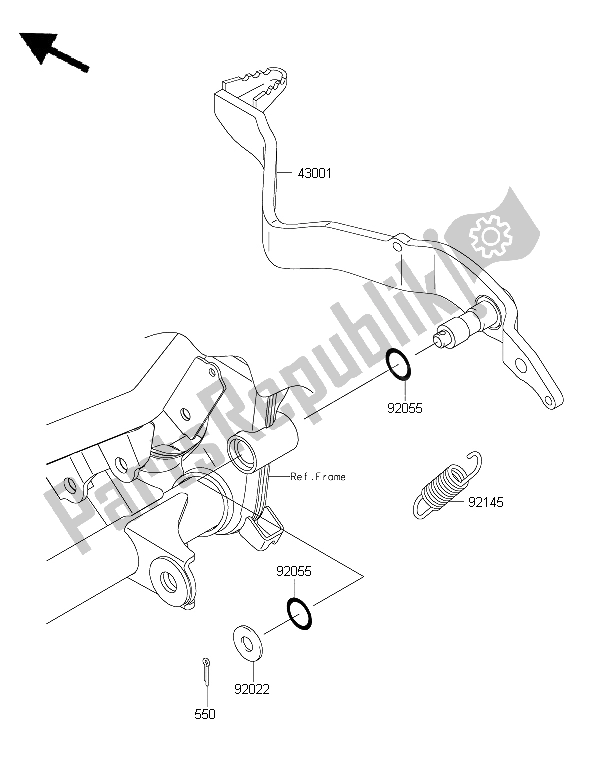 Alle onderdelen voor de Rempedaal van de Kawasaki KLX 125 2015