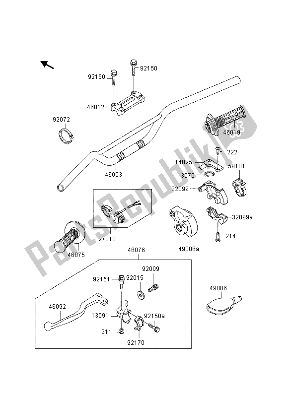 All parts for the Handlebar of the Kawasaki KX 500 1997