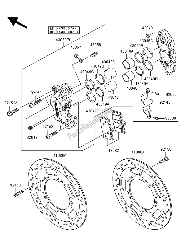 All parts for the Front Brake of the Kawasaki VN 1700 Voyager ABS 2011