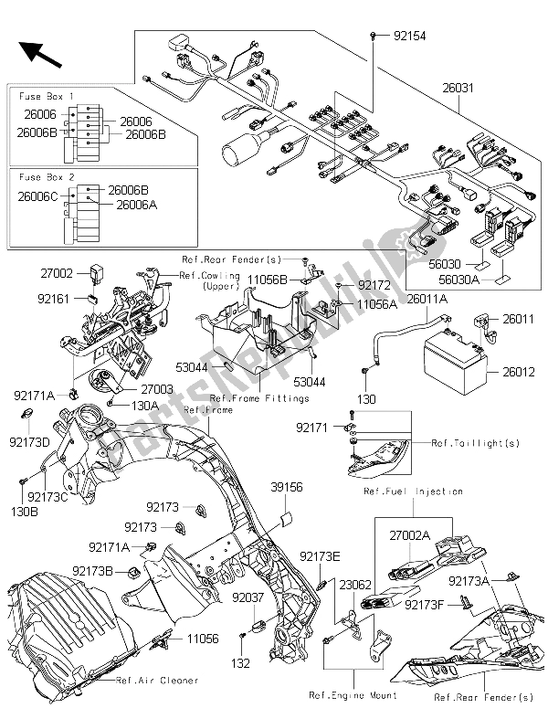 All parts for the Chassis Electrical Equipment of the Kawasaki Z 1000 SX 2015