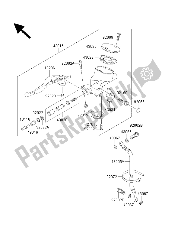 All parts for the Clutch Master Cylinder of the Kawasaki VN 1500 Classic Tourer FI 2003