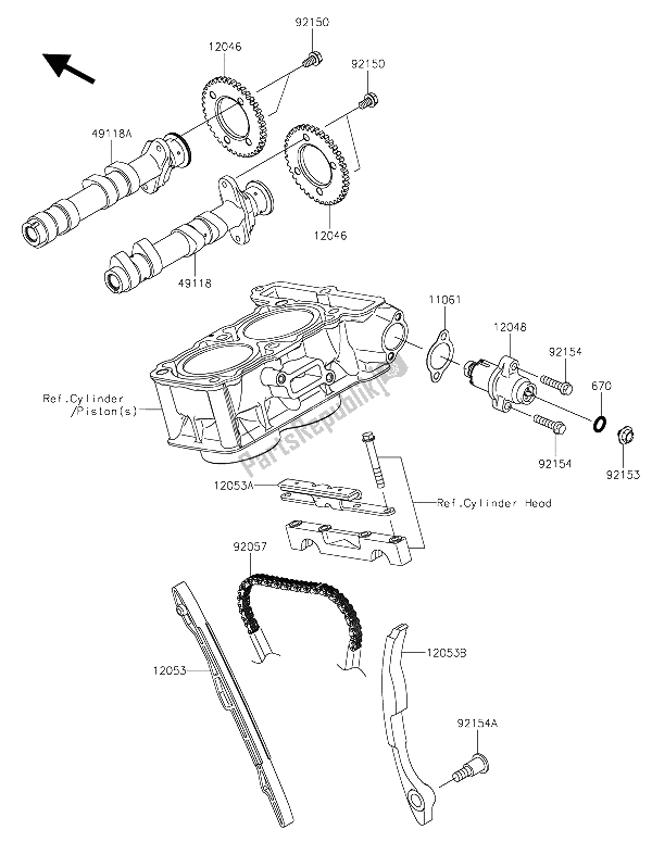 Todas las partes para árbol De Levas Y Tensor de Kawasaki Z 300 2015