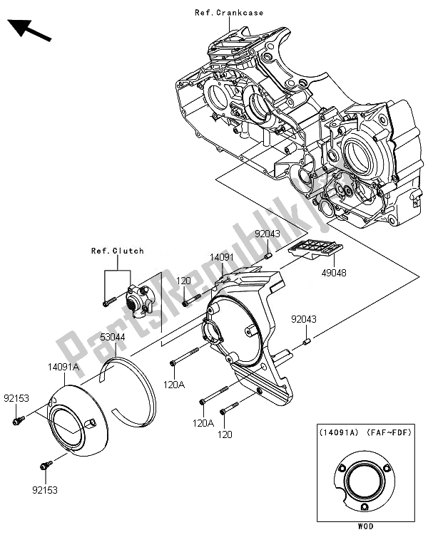 All parts for the Chain Cover of the Kawasaki VN 1700 Classic ABS 2014