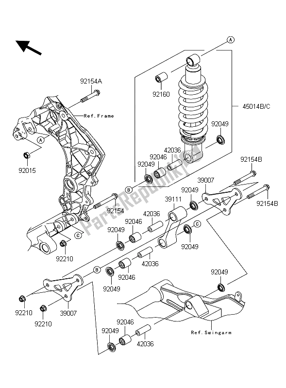 All parts for the Suspension & Shock Absorber of the Kawasaki Z 1000 ABS 2012