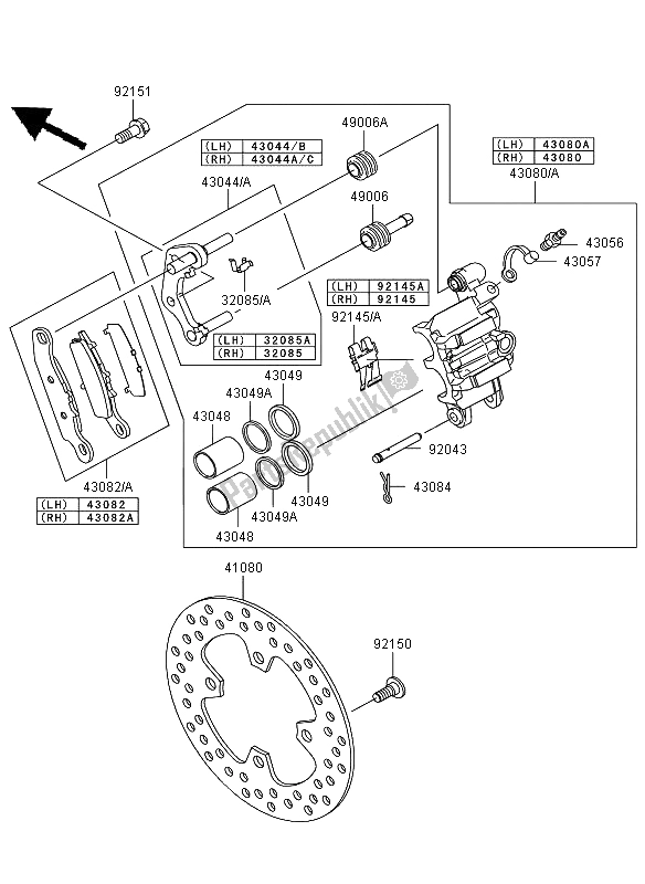 All parts for the Front Brake of the Kawasaki KVF 650 4X4 2008