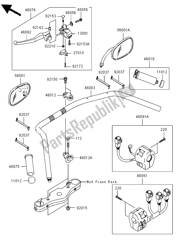 Toutes les pièces pour le Guidon du Kawasaki VN 2000 2006